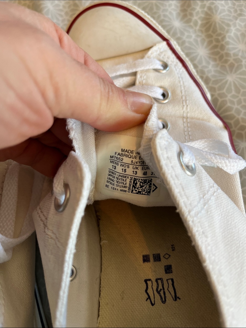 Classic Low-Top Canvas Sneakers in White with Red Trim mens 13 - Picture 8 of 8